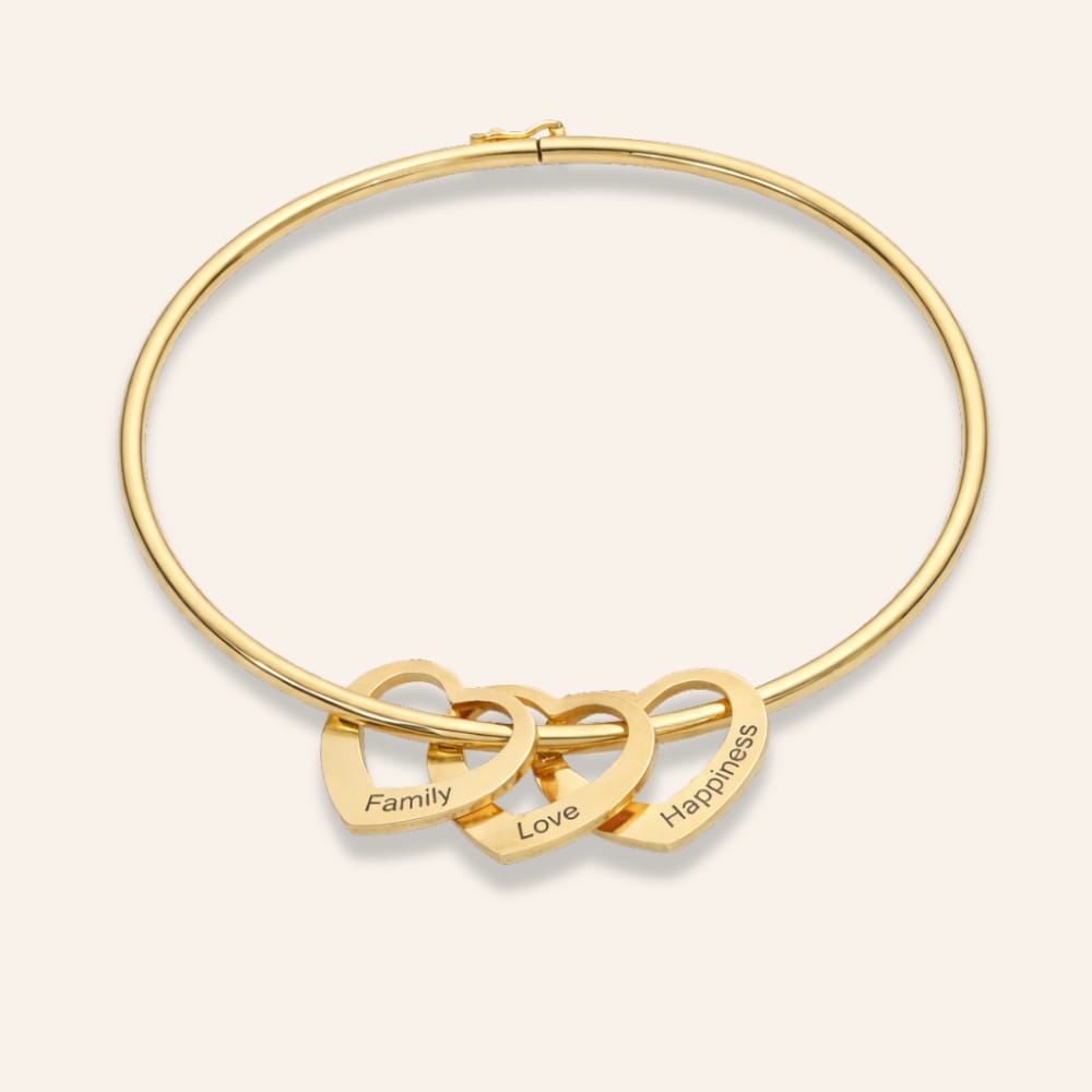 Personalized Heart Charm Bangle