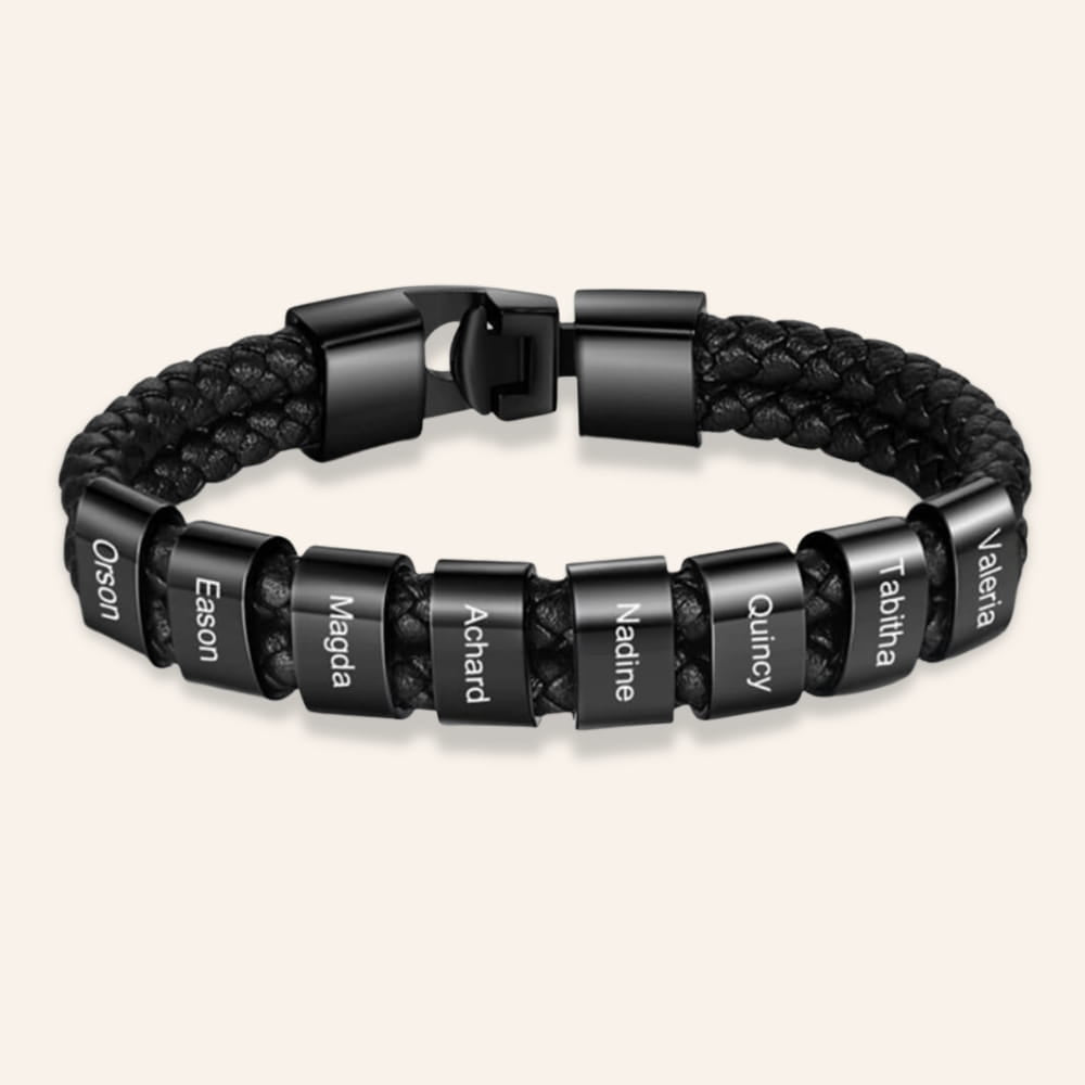 Men’s Bracelet with Engraved Beads