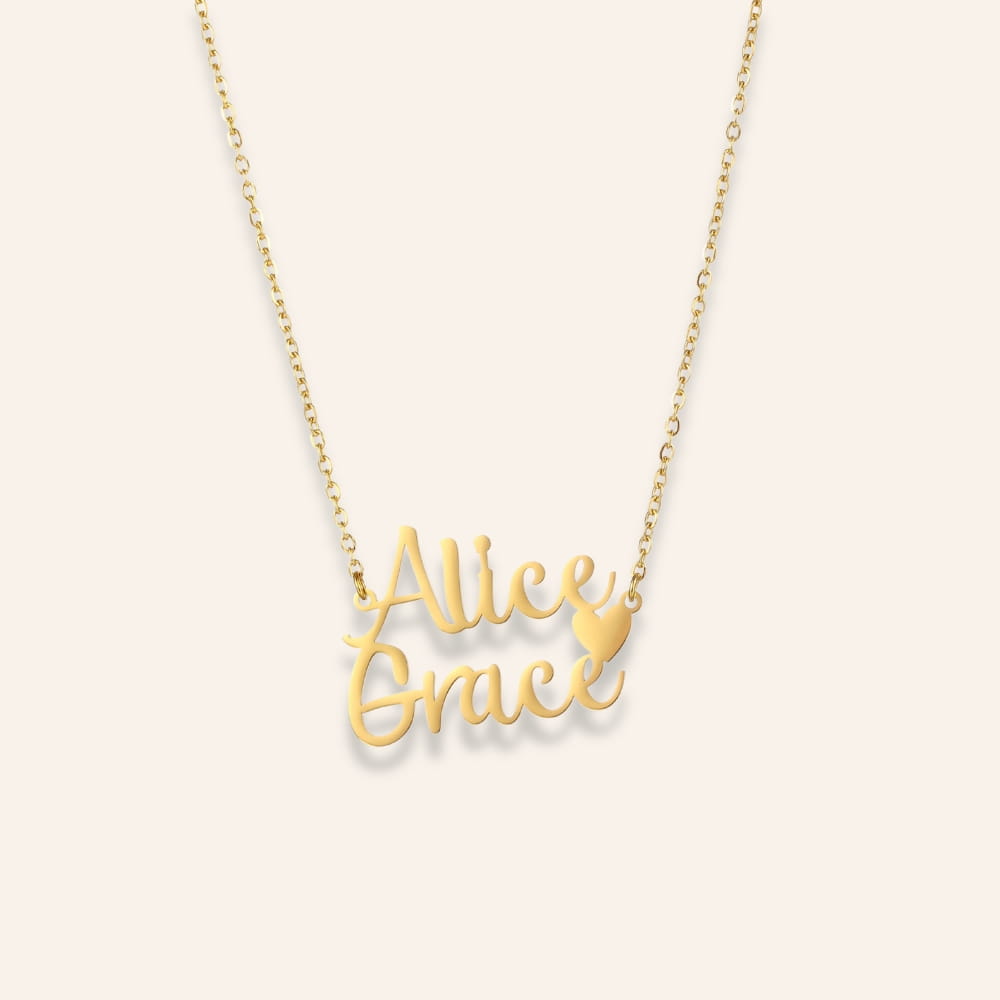 Couple Name Necklace with Heart