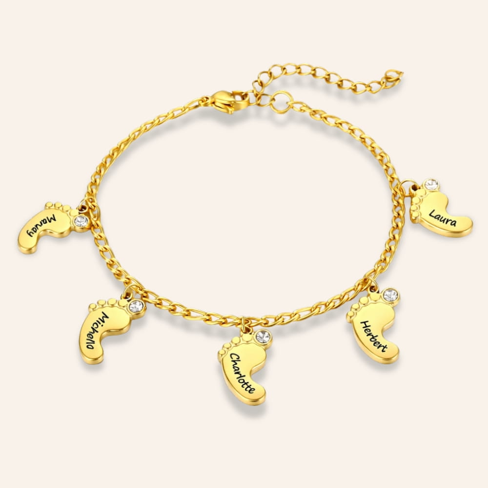 Bracelet with Baby Footprint Charms