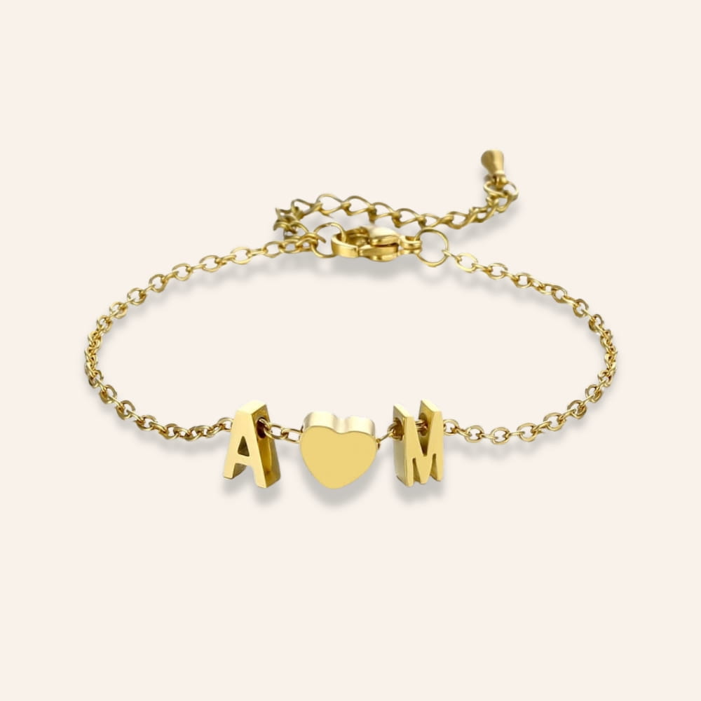 Heart Bracelet with Two Initials