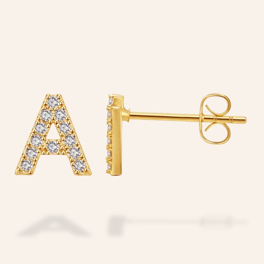 Zirconia Initial Stud Earrings
