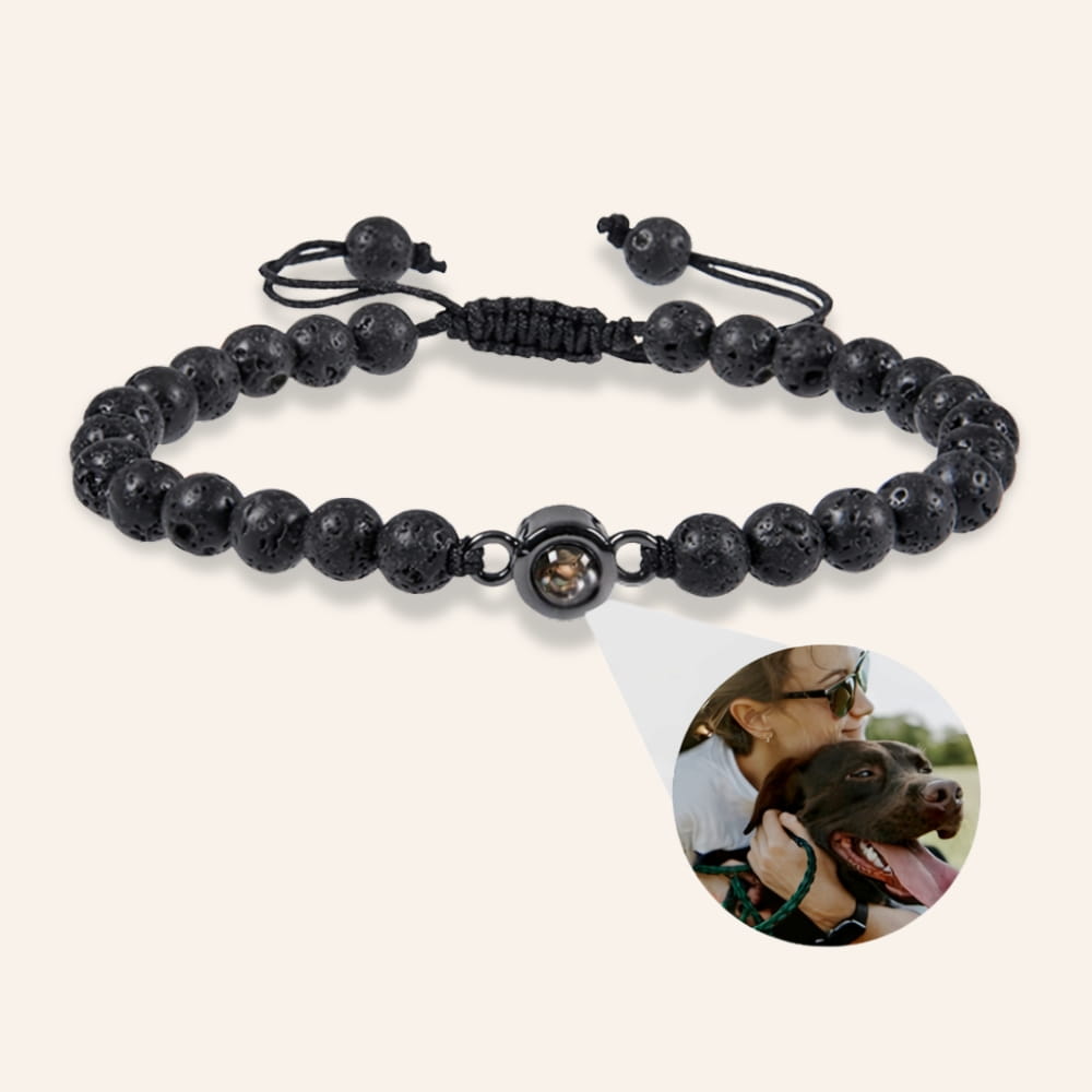 Lava Stone Photo Bracelet with Projection