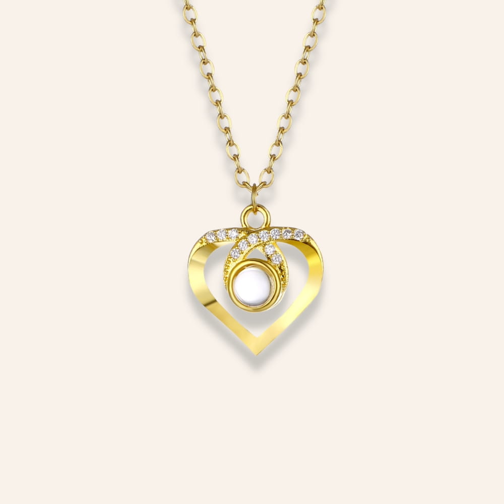 Personalized Photo Projection Necklace with Zirconia