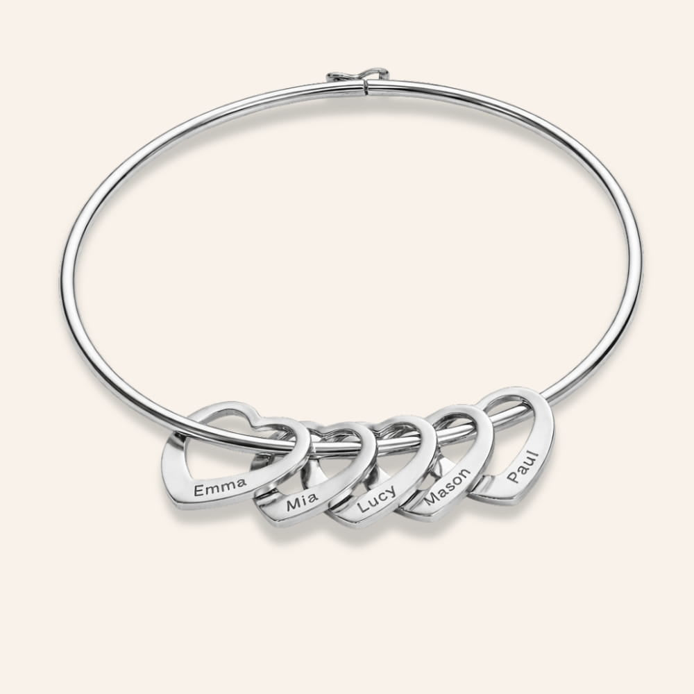 Personalized Heart Charm Bangle