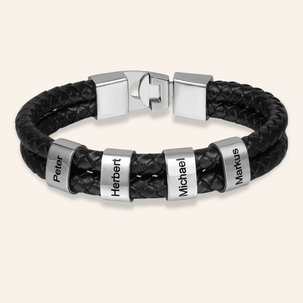 Men’s Bracelet with Engraved Beads