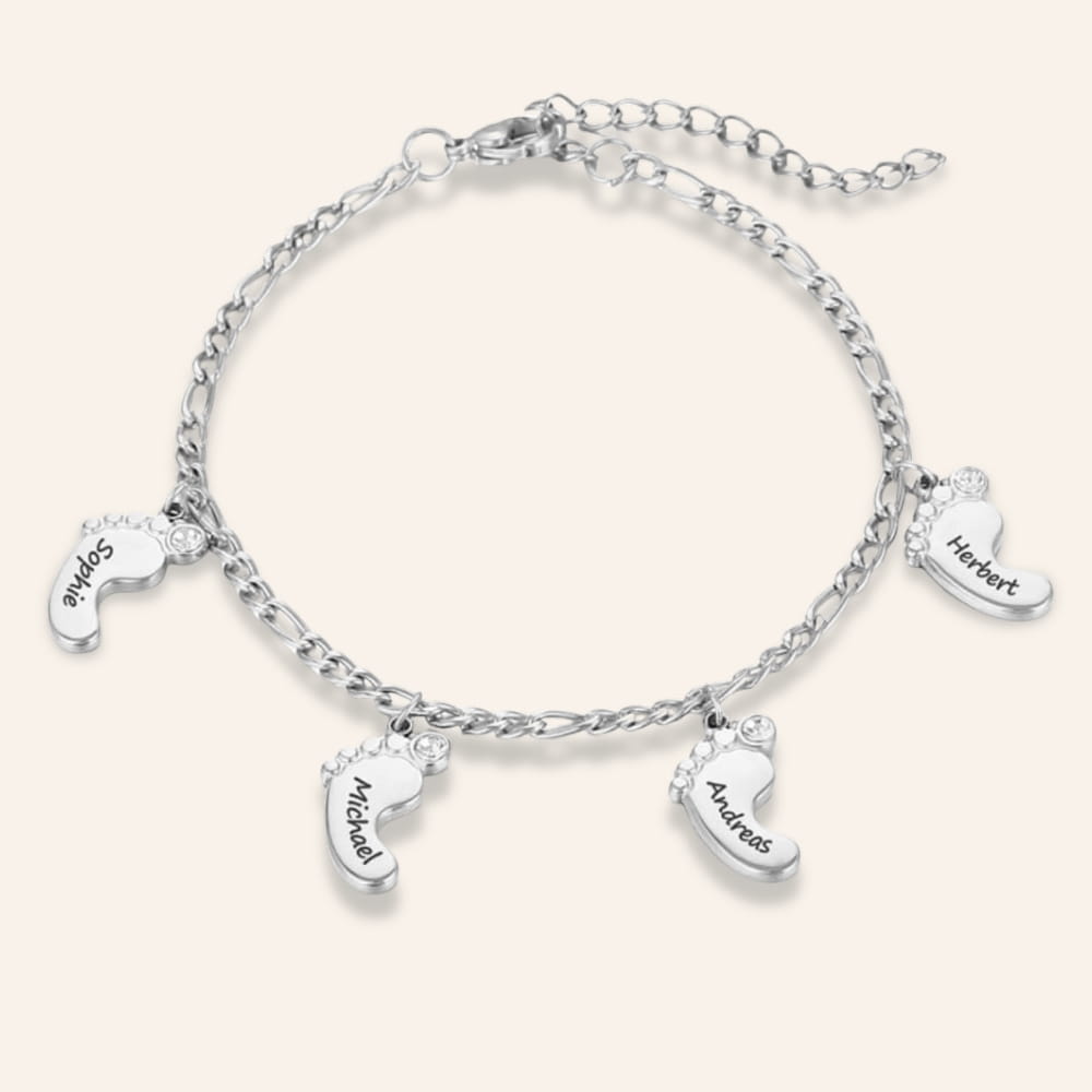 Bracelet with Baby Footprint Charms