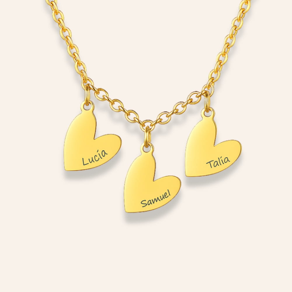 Necklace with Personalized Heart Charms