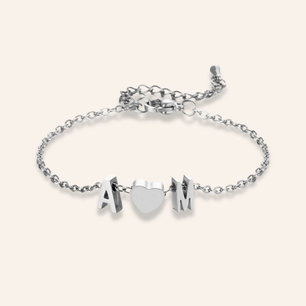 Heart Bracelet with Two Initials