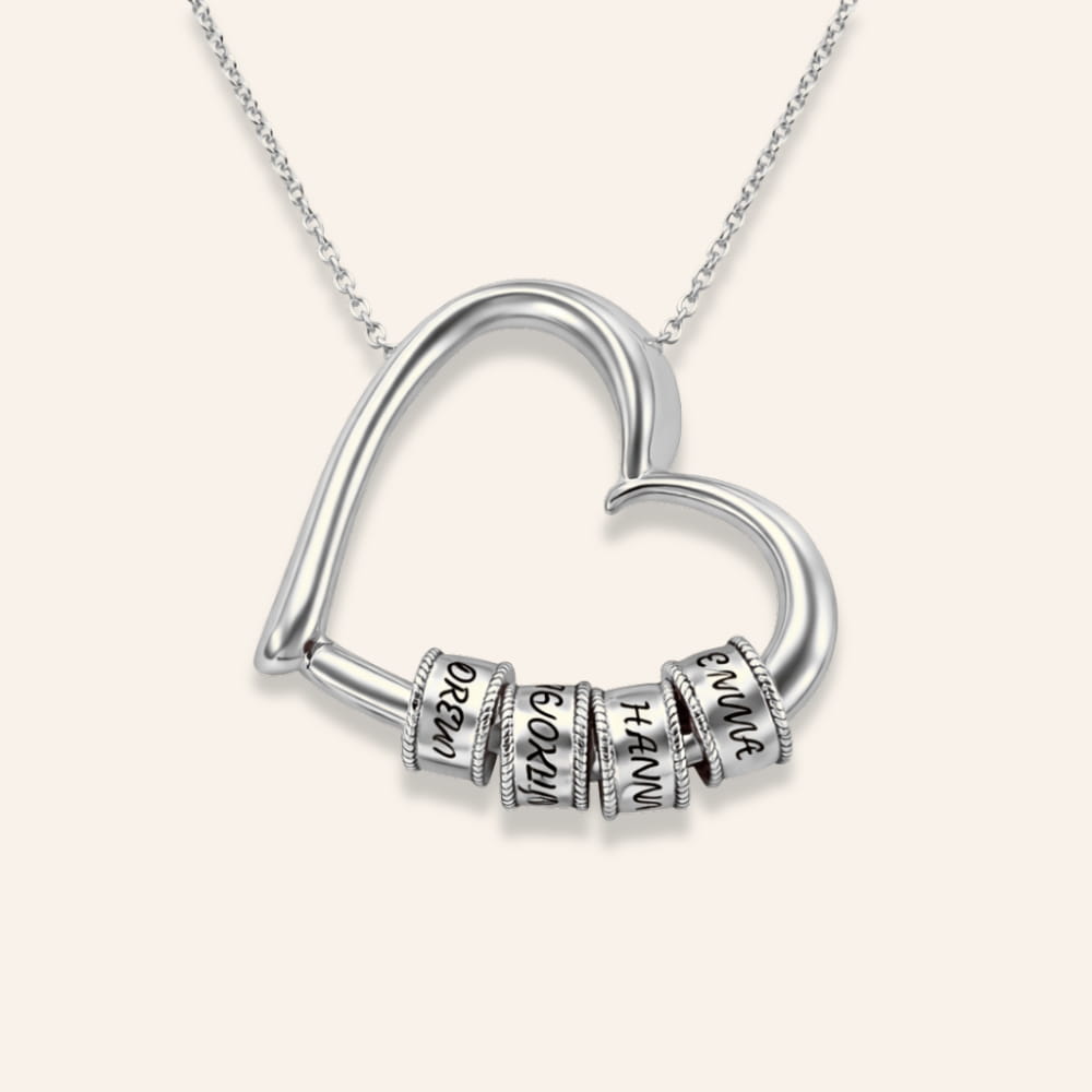 Heart Necklace with Personalized Beads