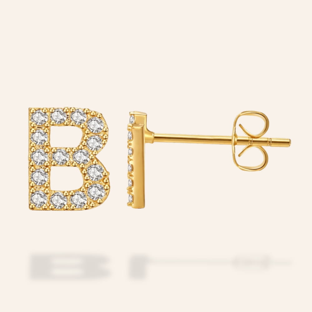 Zirconia Initial Stud Earrings