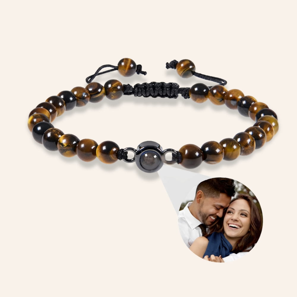 Lava Stone Photo Bracelet with Projection