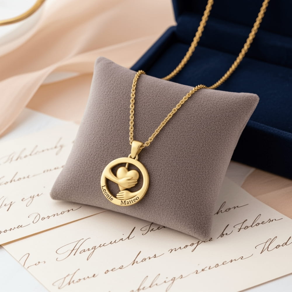 Embracing Heart Name Necklace