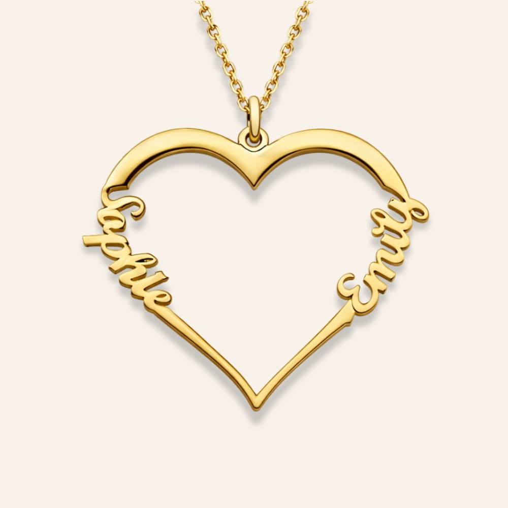 Personalized Heart Necklace with two Names