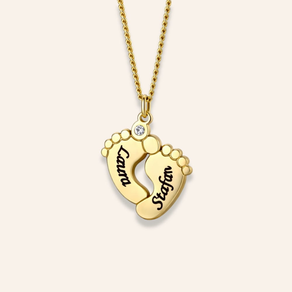 Personalized Baby Footprint Necklace with Zirconia Stone