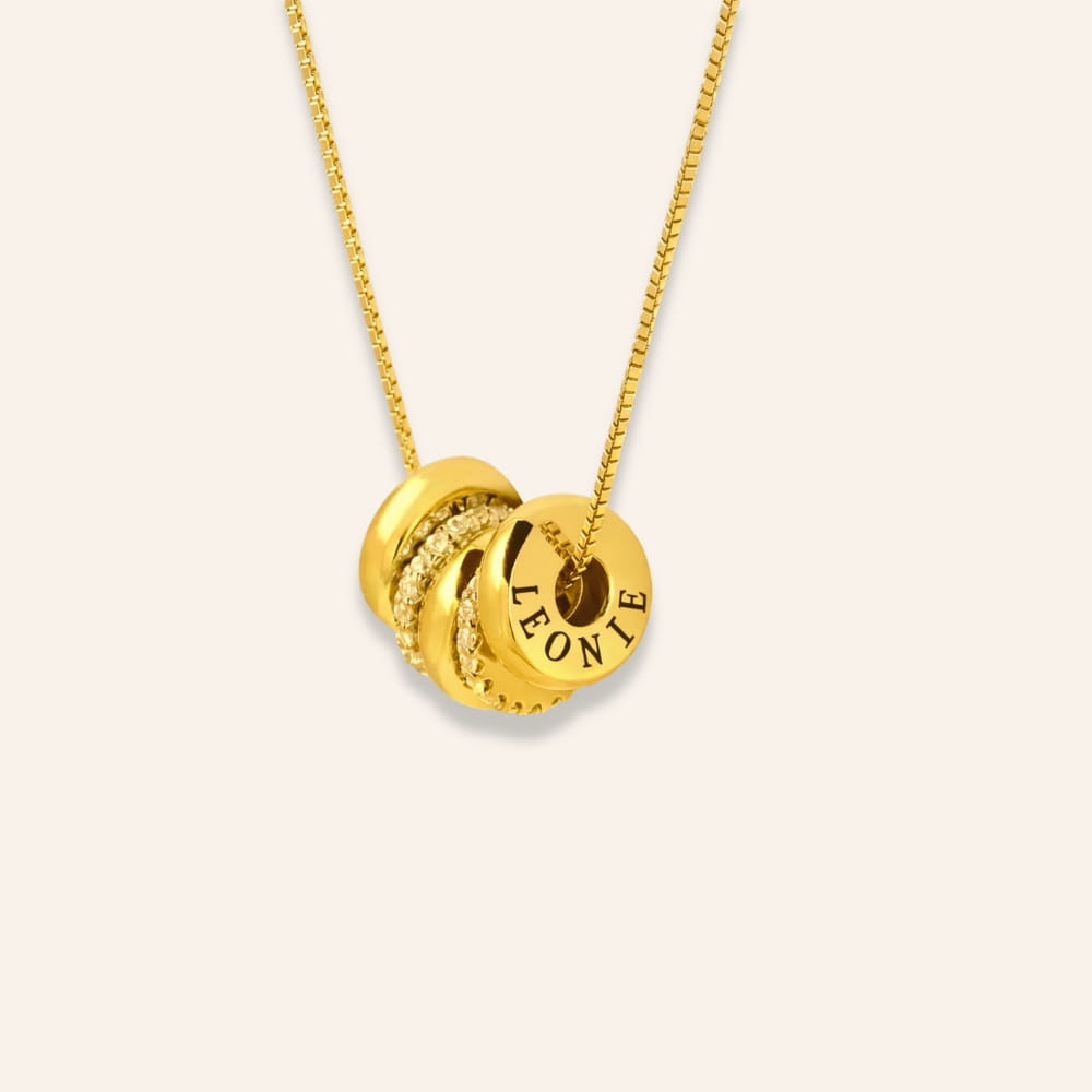 Personalized Bead Necklace with Zirconia Stones