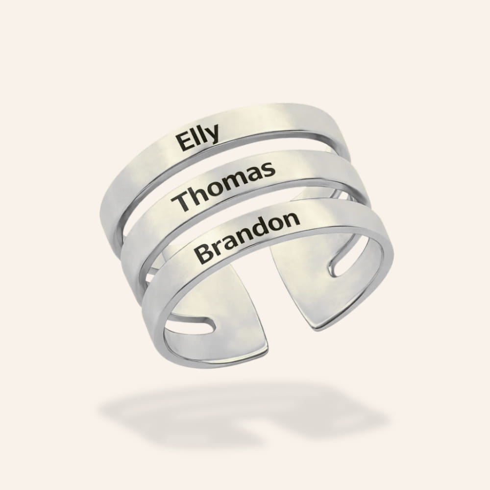 Personalized 3 Name Ring