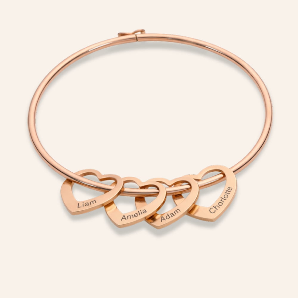 Personalized Heart Charm Bangle