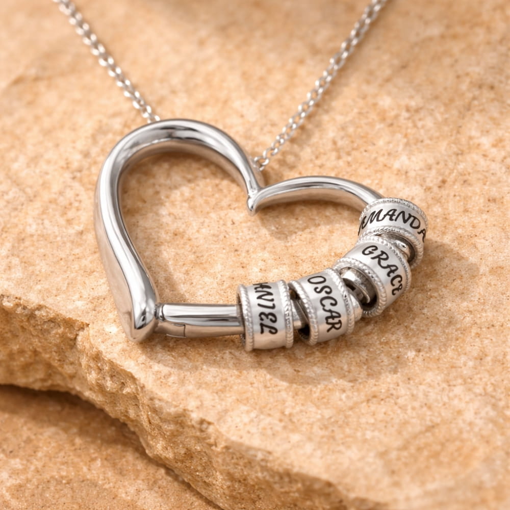 Heart Necklace with Personalized Beads