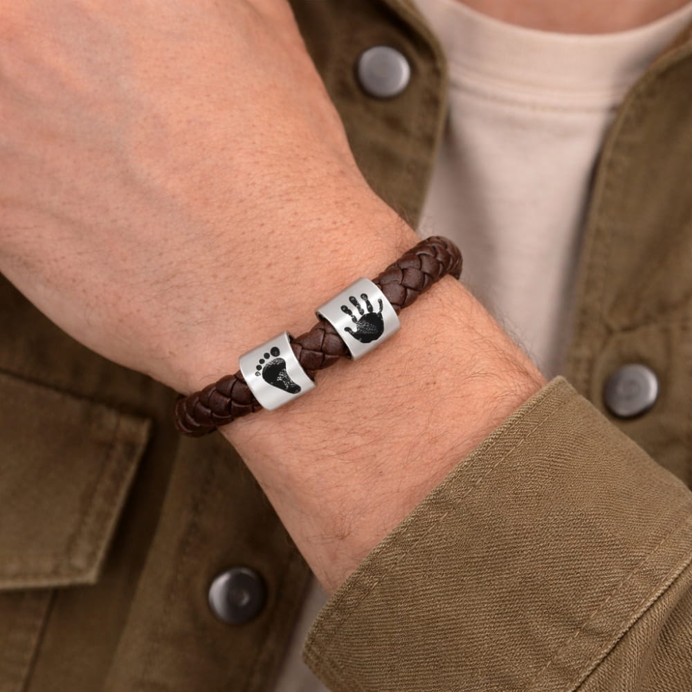 Personalized Leather Bracelet with Imprints