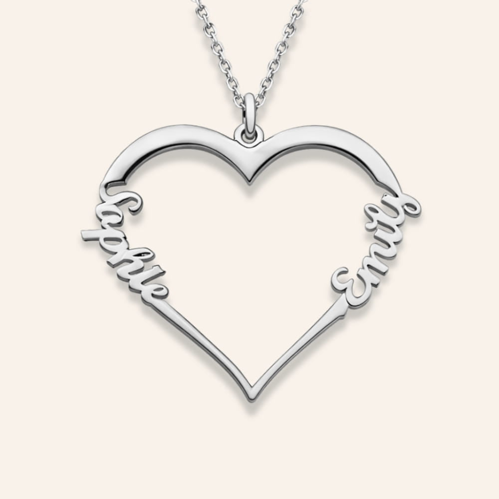 Personalized Heart Necklace with two Names