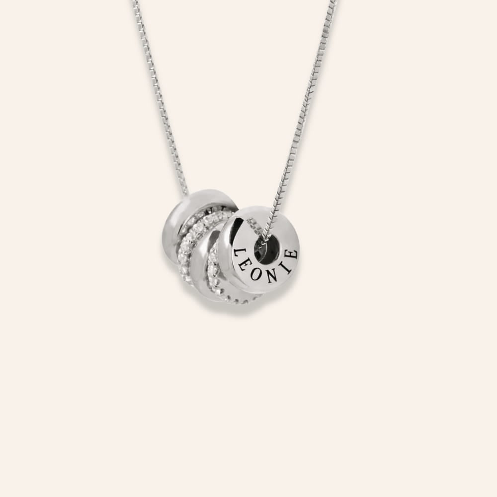 Personalized Bead Necklace with Zirconia Stones