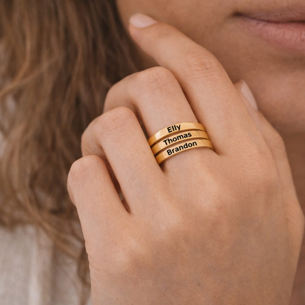 Personalized 3 Name Ring