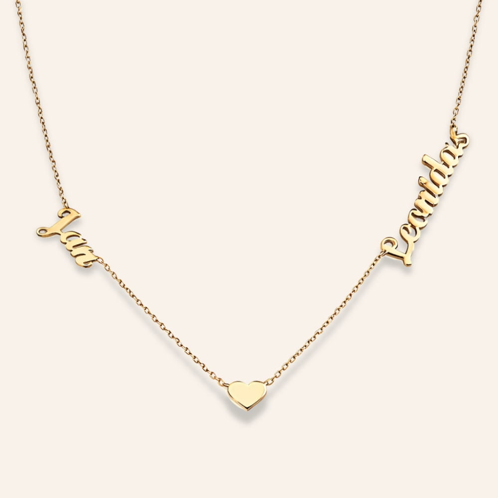 Personalized Necklace with two Names and small Heart