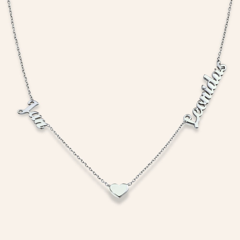Personalized Necklace with two Names and small Heart