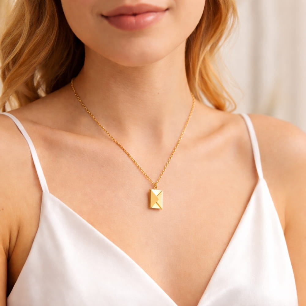 Envelope Necklace with Customizable Letter