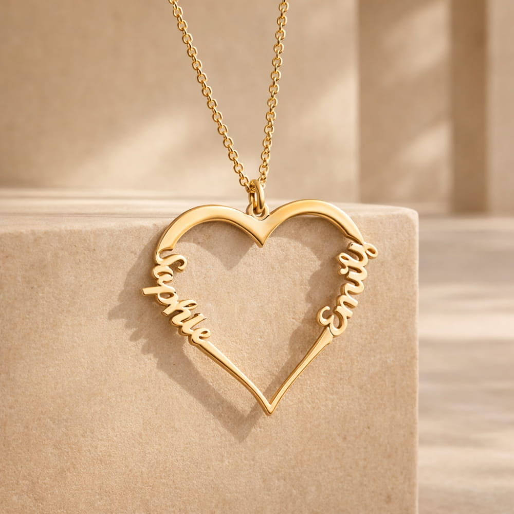 Personalized Heart Necklace with two Names