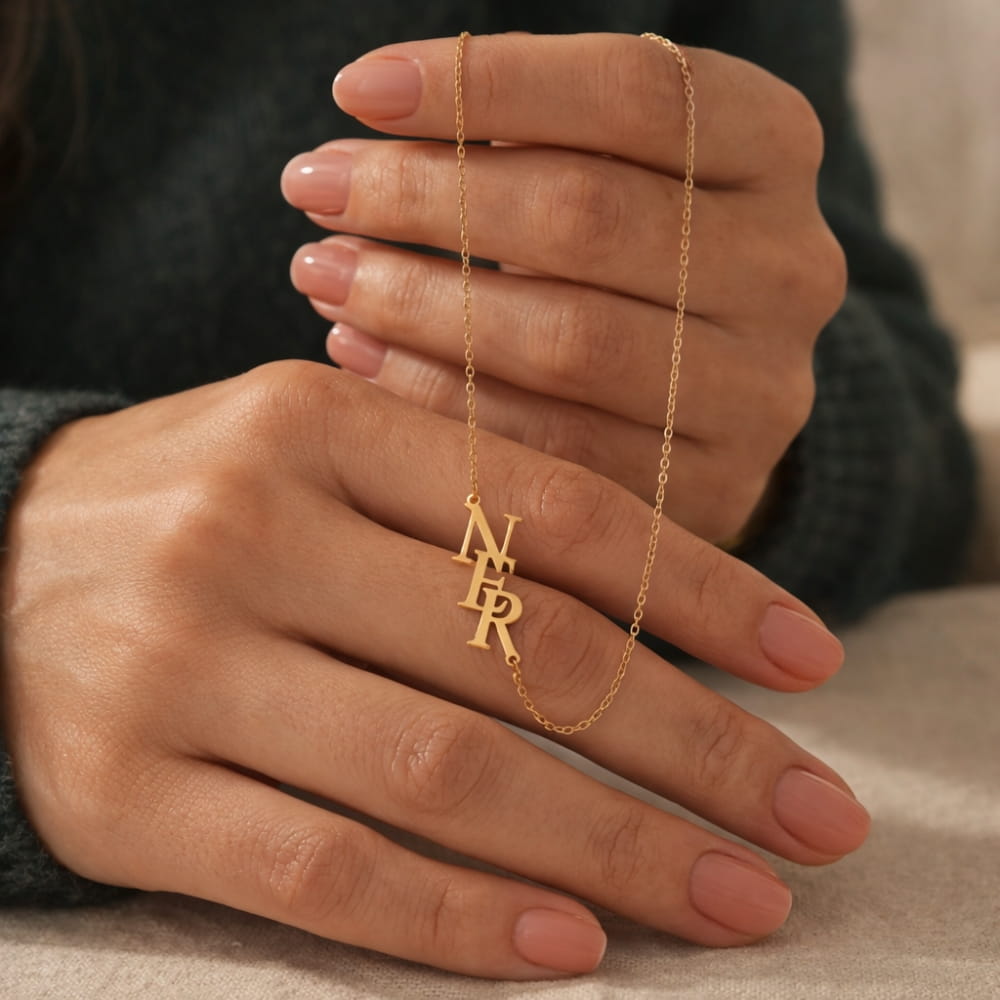 Intertwined 3 Initial Necklace – Personalized Monogram