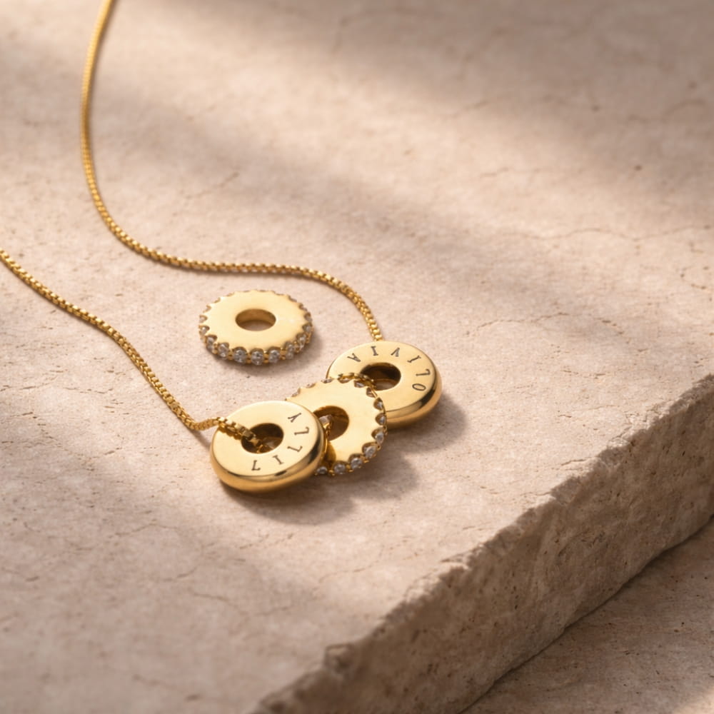 Personalized Bead Necklace with Zirconia Stones