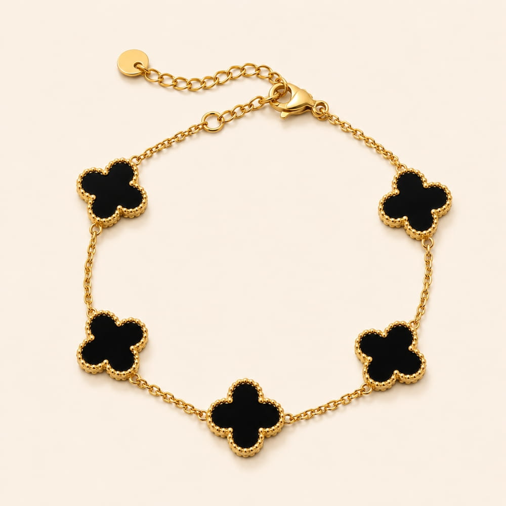 Engraved Clover Charm Bracelet