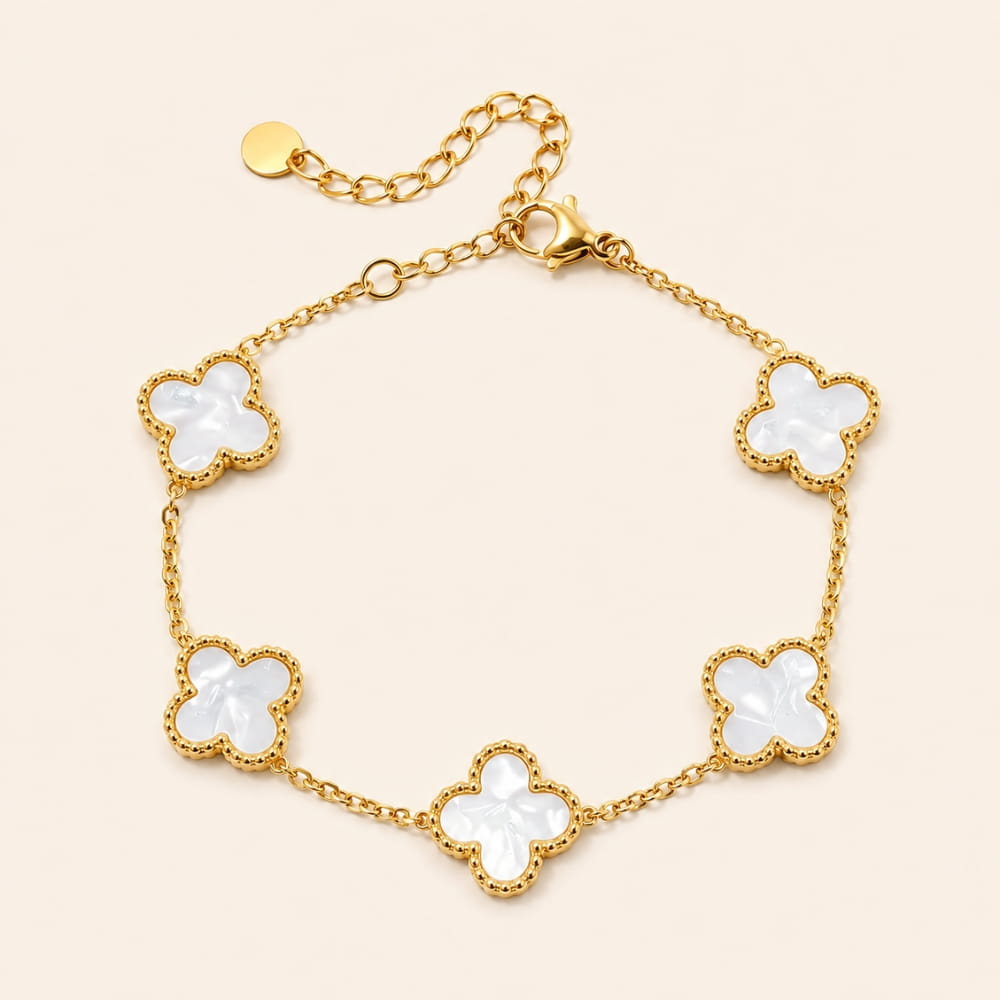 Engraved Clover Charm Bracelet