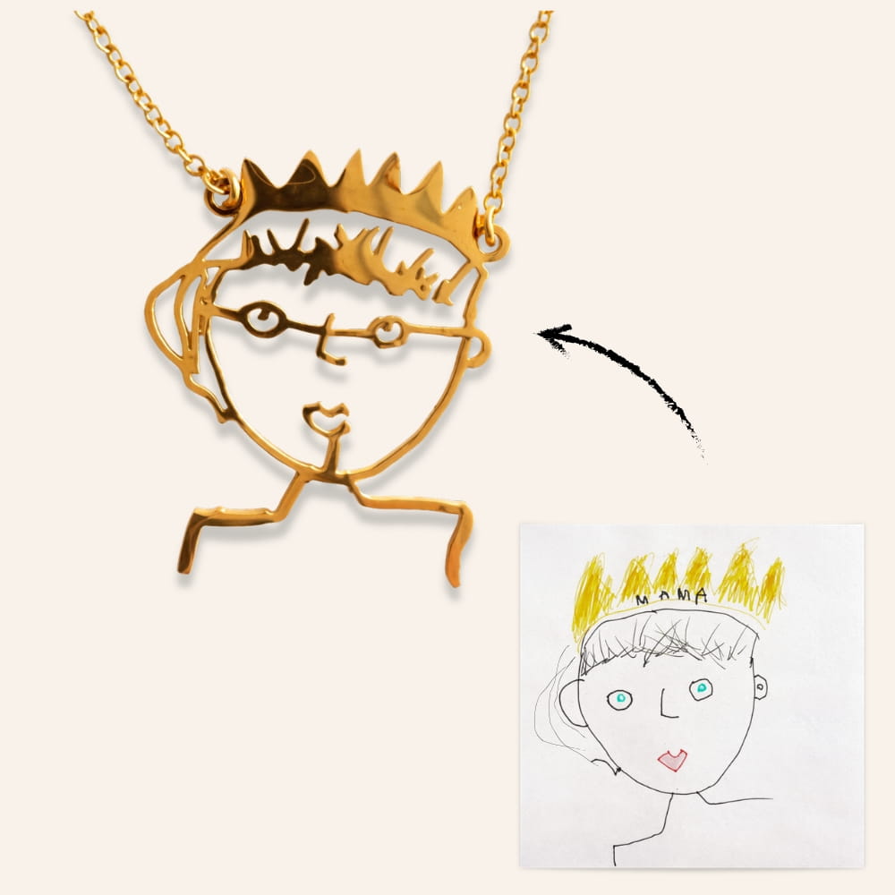 Personalized Child Drawing Necklace or Keychain