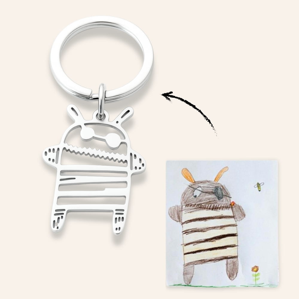 Personalized Child Drawing Necklace or Keychain
