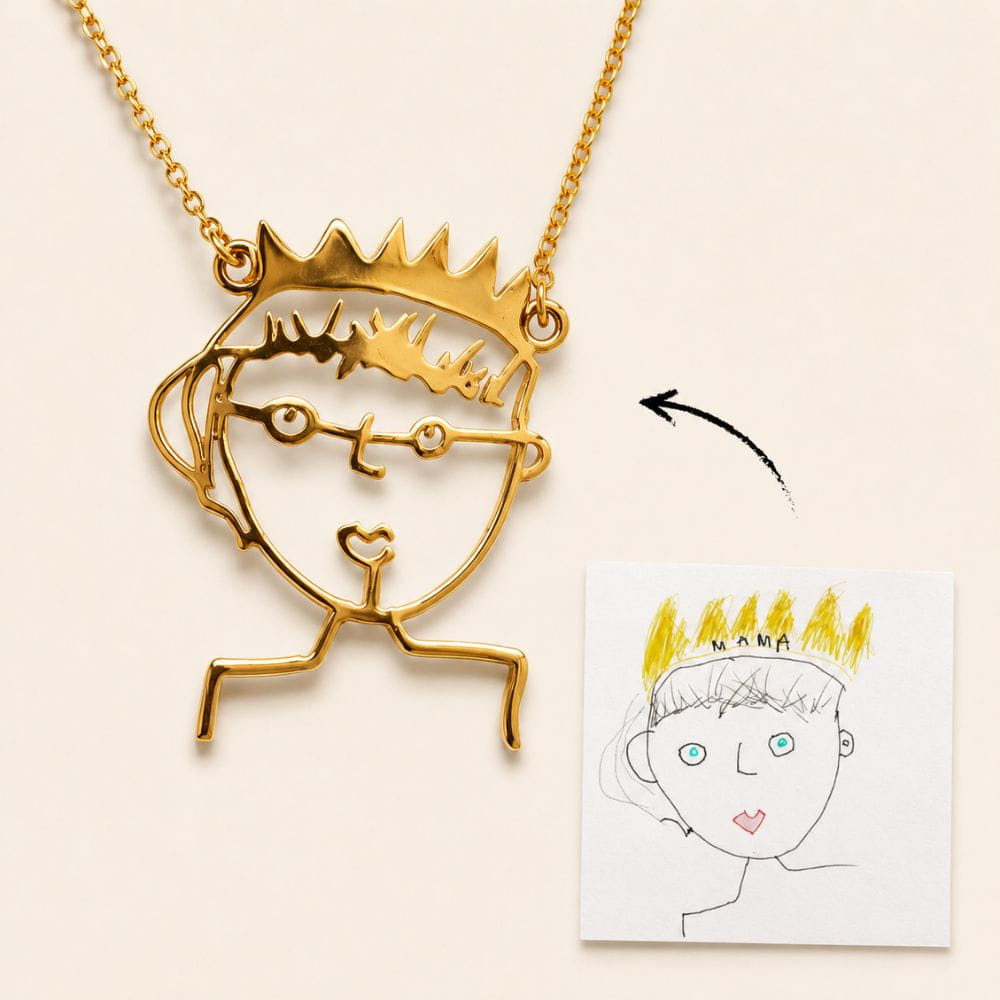 Personalized Child Drawing Necklace or Keychain