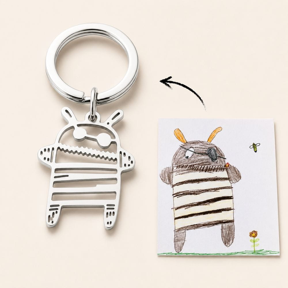 Personalized Child Drawing Necklace or Keychain
