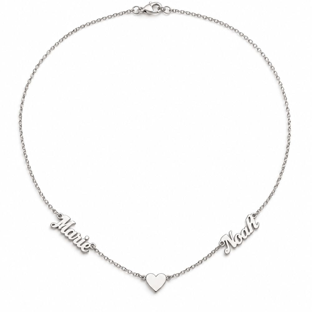 Personalized Necklace with two Names and small Heart