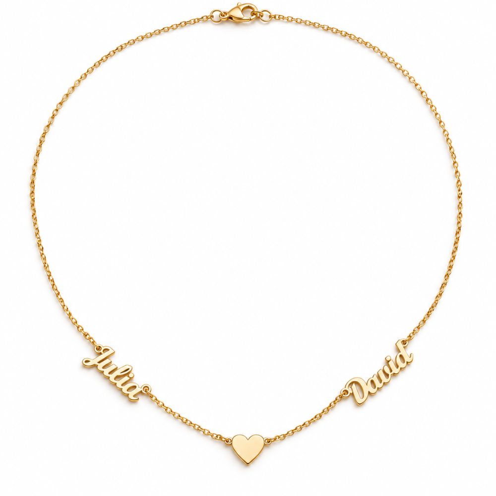 Personalized Necklace with two Names and small Heart