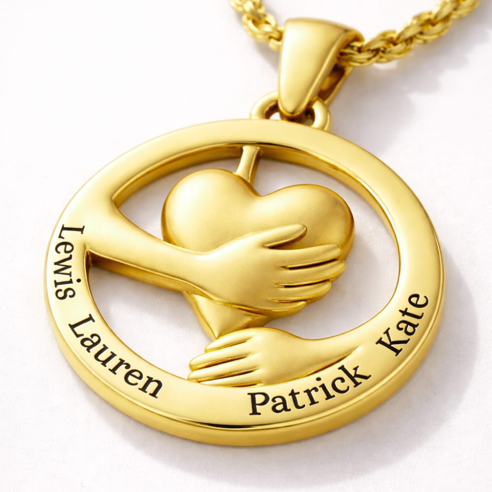 Embracing Heart Name Necklace
