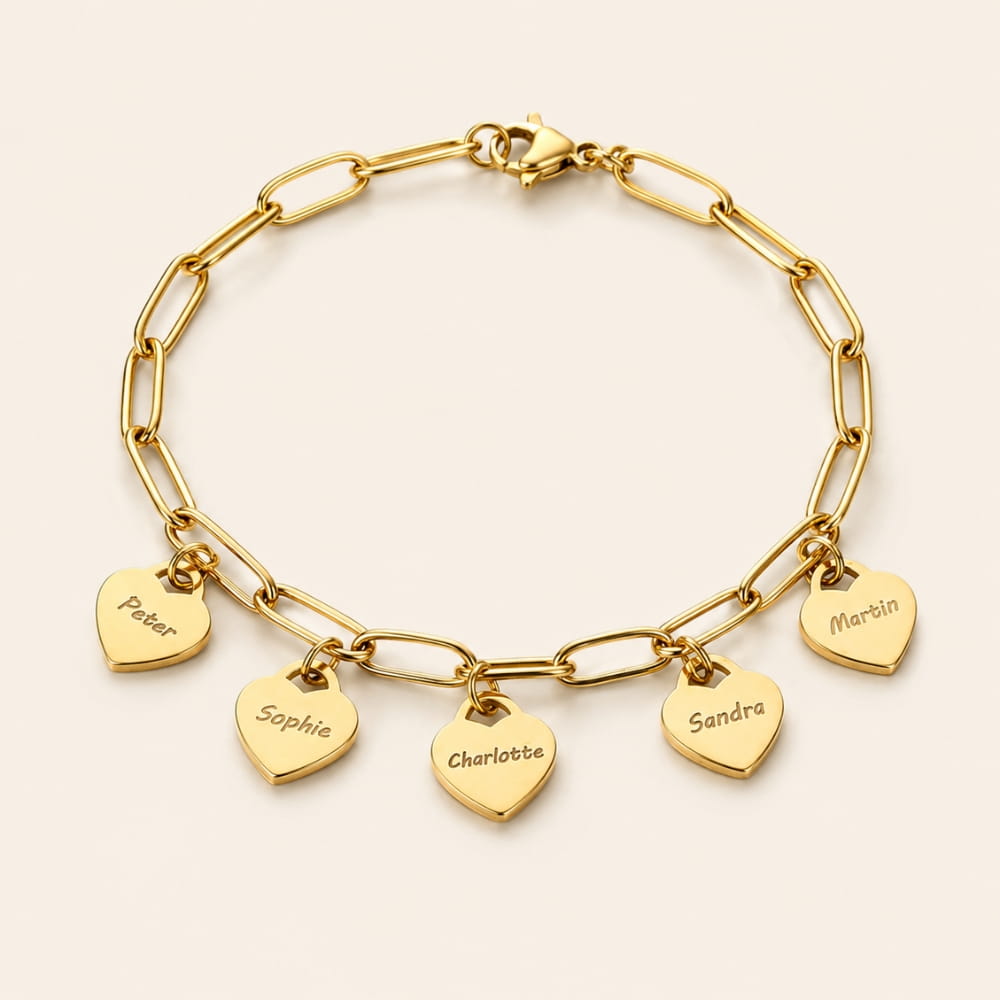Personalized Heart Charm Bracelet
